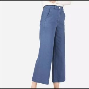 Everlane Wide-Leg Cropped Chino Pants Blue Trousers Size 6